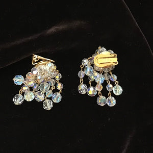 Vintage Sherman Rhinestone Clip On Earrings