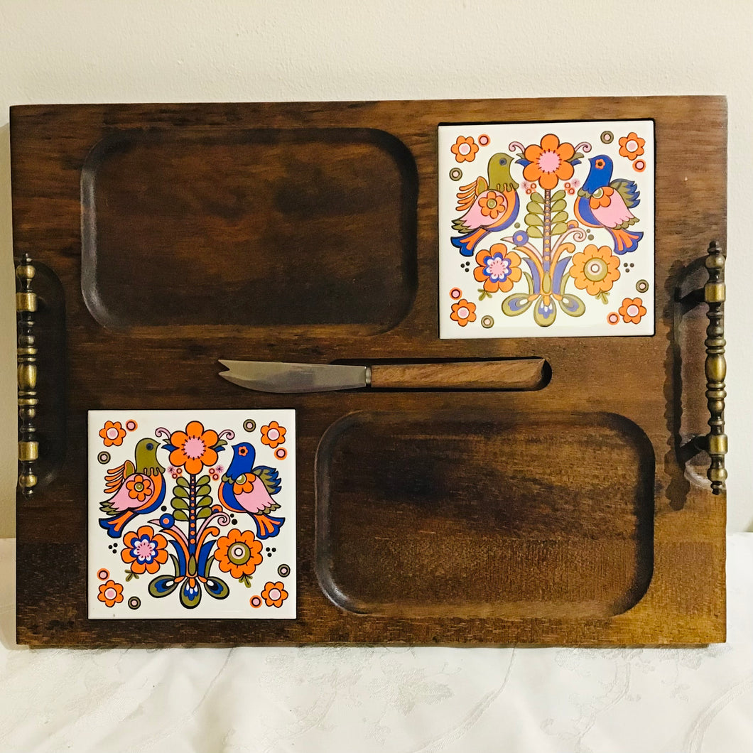 Vintage Cheese Board with Knife