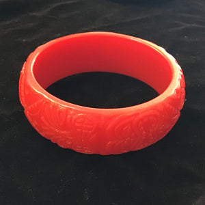Wide Carved Bangle Bracelets