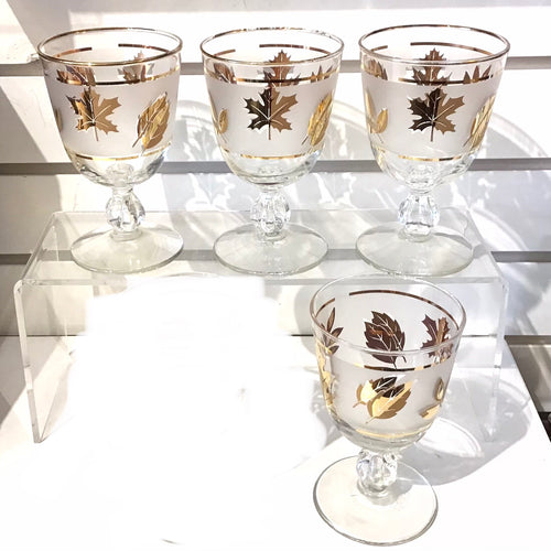 Set of 4 Libbey Golden Foliage Glasses