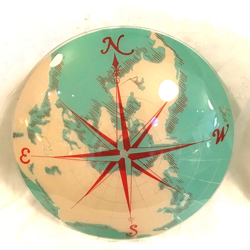 Vintage Glass World Map Ceiling Light Shade