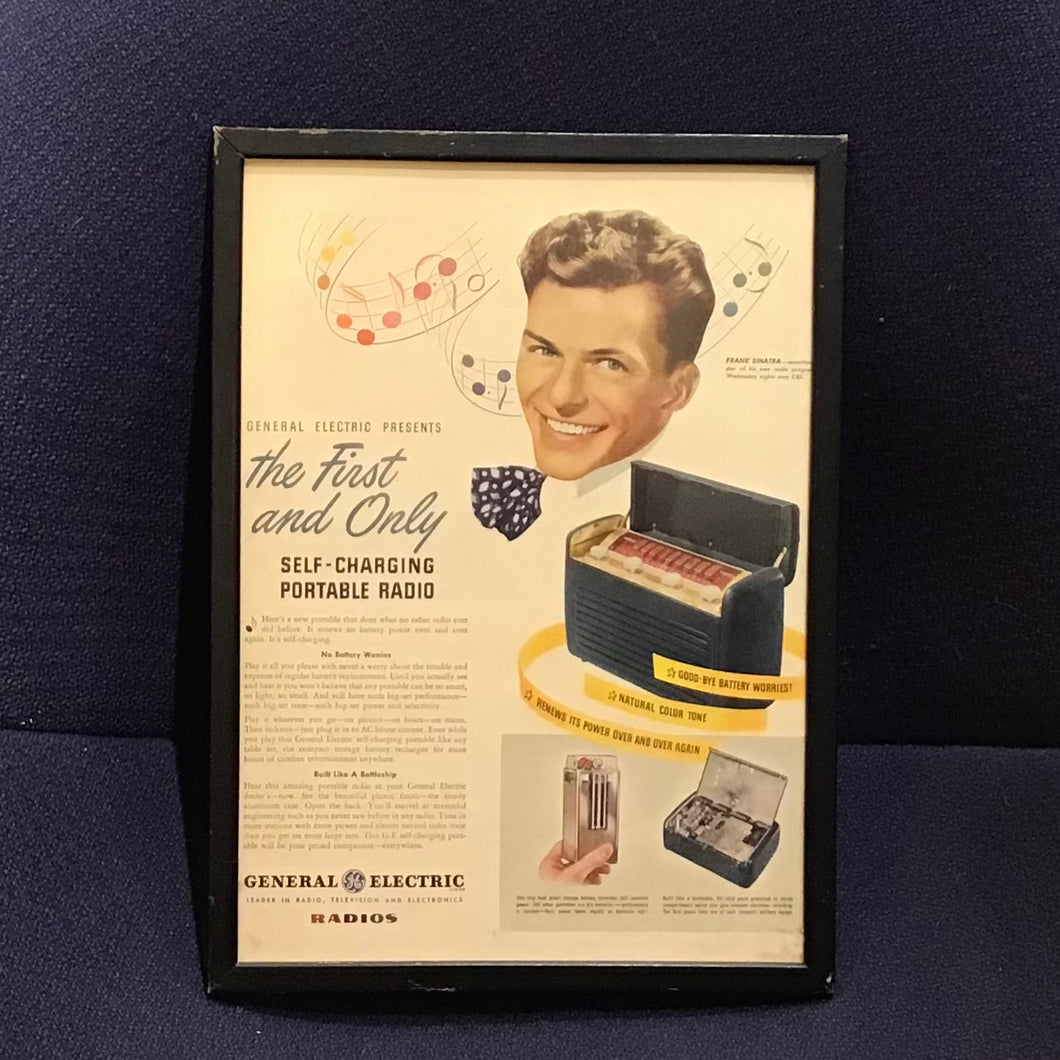 Framed 1946 Vintage General Electric Radio Ad
