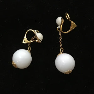 Vintage Clip On Dangle Ball Earrings