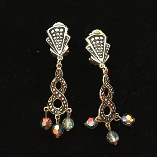 Art Deco Style Clip On Earrings