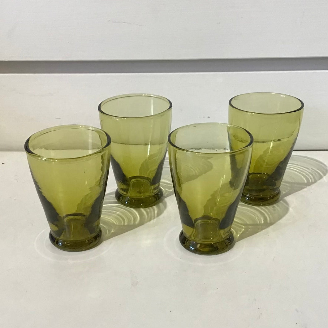 Vintage Green Glass Schnapps Glasses