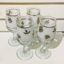 Load image into Gallery viewer, Set of 4 Libbey Frosted Silver Leaf Cocktail Glasses