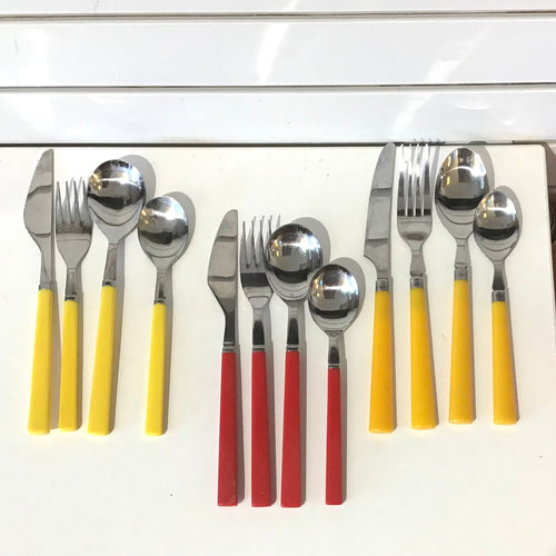 Vintage Red & Yellow Handle Flatware