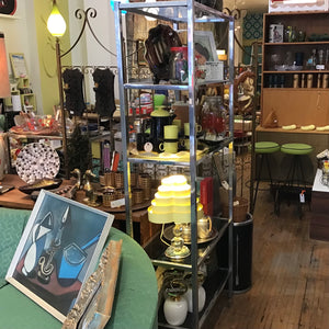 1970s Chrome Frame & Smoked Glass Shelving