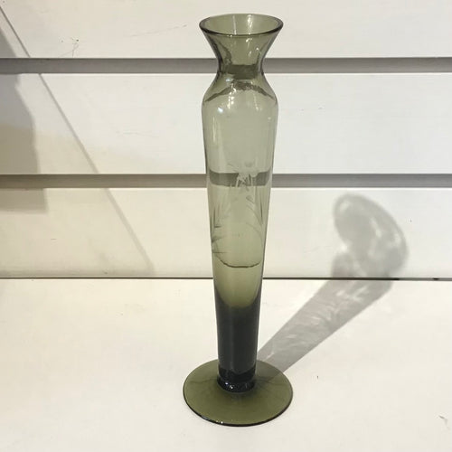Vintage Smoked Glass Bud Vase