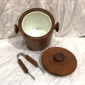 Danish Teak Ice Bucket with Tongs