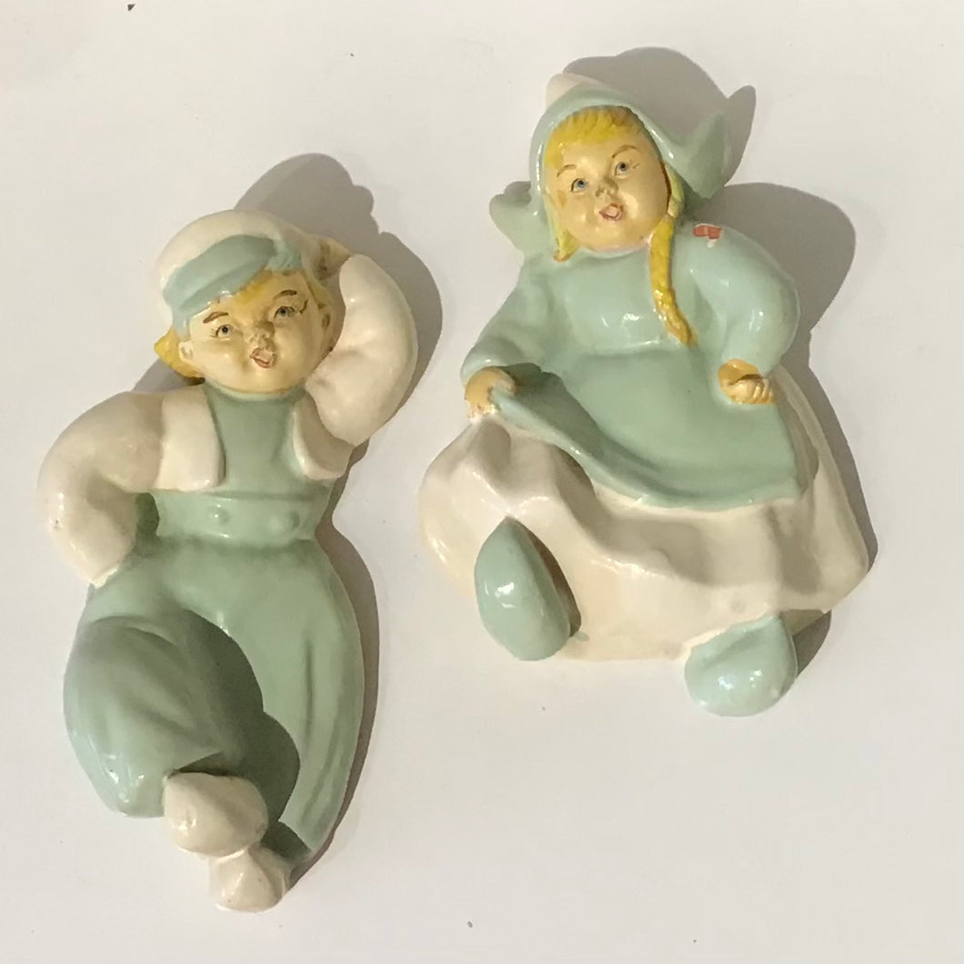 Vintage Dutch Chalkware Pair