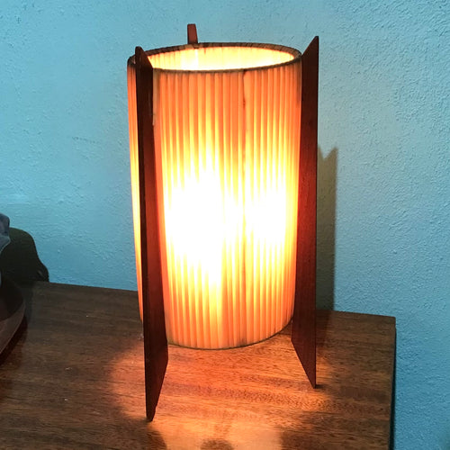 Teak Finned Table Lamp