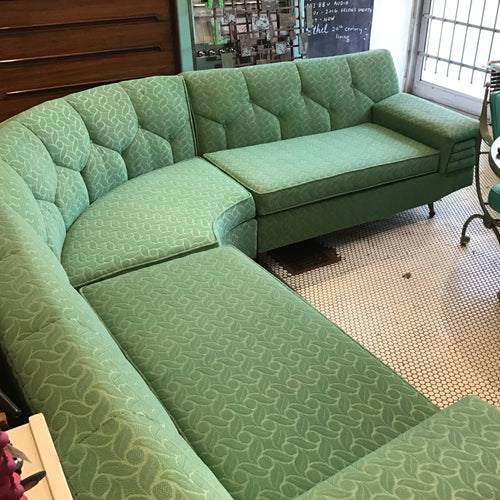 1950s Nylon Frieze Upholstered 3 Piece Sectional Sofa