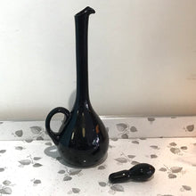 Load image into Gallery viewer, Vintage Black Glass Bottle With Stopper