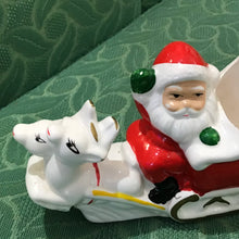 Load image into Gallery viewer, Vintage Ceramic Santa and His Sleigh Planter