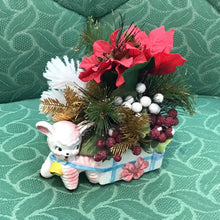 Load image into Gallery viewer, 1960s Little Lamb Planter with Christmas Arrangement