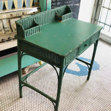 Load image into Gallery viewer, Painted Wicker &amp; Wood Desk