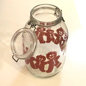 Gingerbread Man Glass Cookie Jar