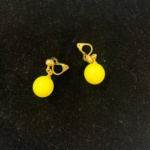 Vintage Clip On Dangle Ball Earrings