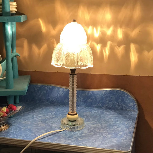 Vintage Pressed Glass Boudoir Lamp