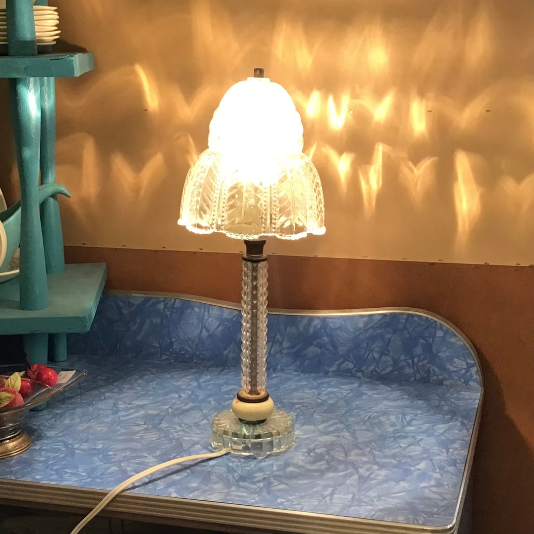 Vintage Pressed Glass Boudoir Lamp