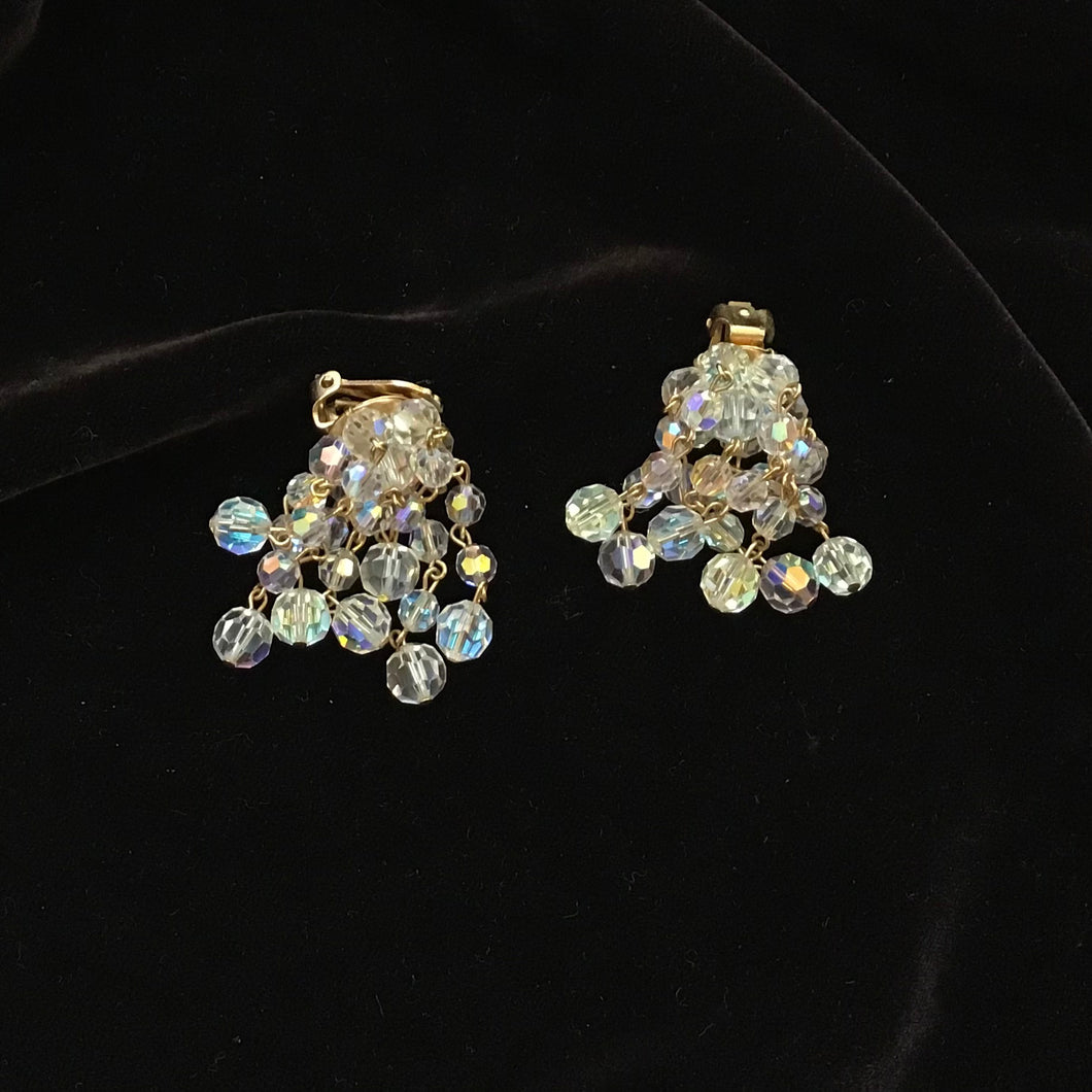 Vintage Sherman Rhinestone Clip On Earrings