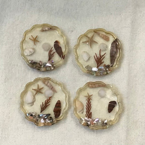 Vintage Seashells in Resin Coasters