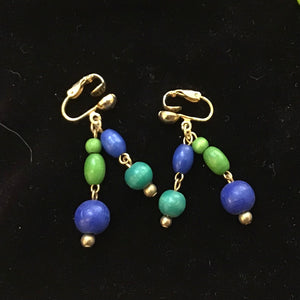 Vintage Clip On Dangle Ball Earrings