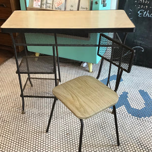 1950s Metal Mesh Desk & Matching Chair