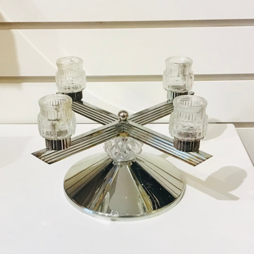 Chrome & Glass Candlestick￼