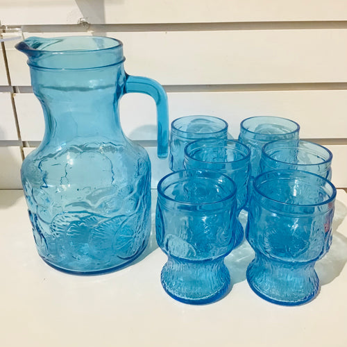 Vintage Fidenza Glass Pitcher & Glasses Set