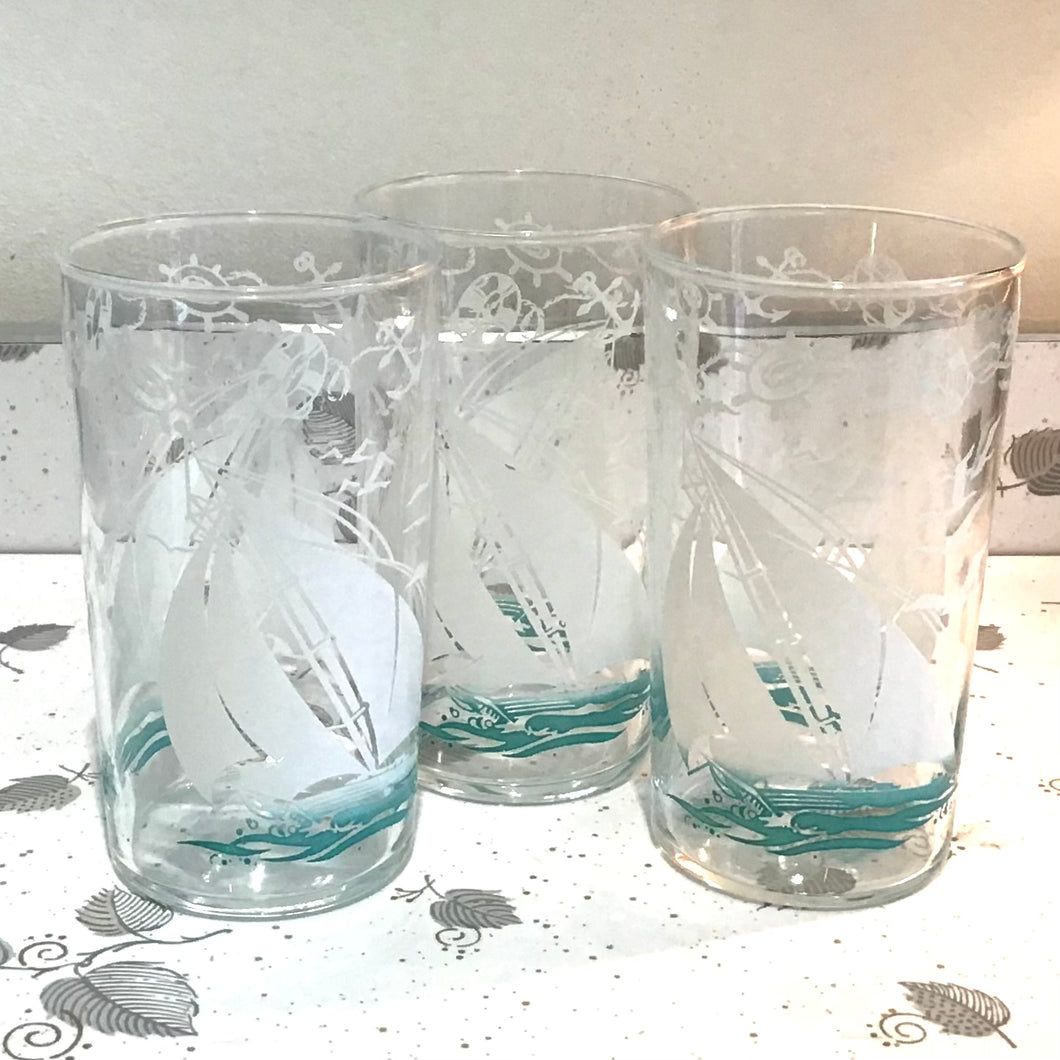 Set of 3 Sailboat Glasses