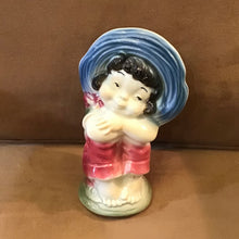 Load image into Gallery viewer, Vintage Royal Copley Farm Girl Vase with 1960s Fake Flowers