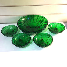Load image into Gallery viewer, Vintage Anchor Hocking Forest Green Glass Bowl Set