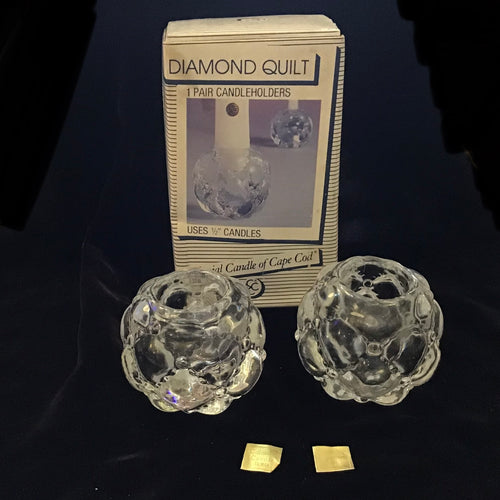 Diamond Quilt Candleholder Pair