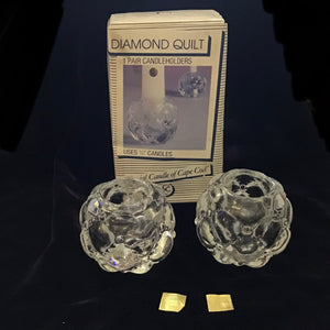 Diamond Quilt Candleholder Pair