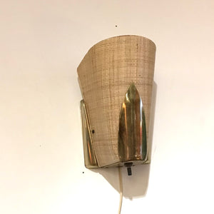 Brass and Fiberglass Wall Hung Light Fixture