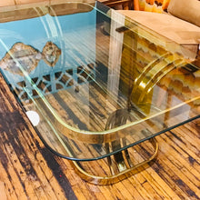 Load image into Gallery viewer, 1980s Brass &amp; Glass Coffee Table