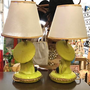 Vintage Chinese Figurine Lamp Pair