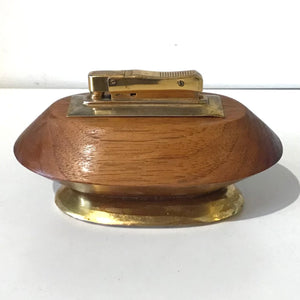 Vintage Brass & Wood Table Lighter