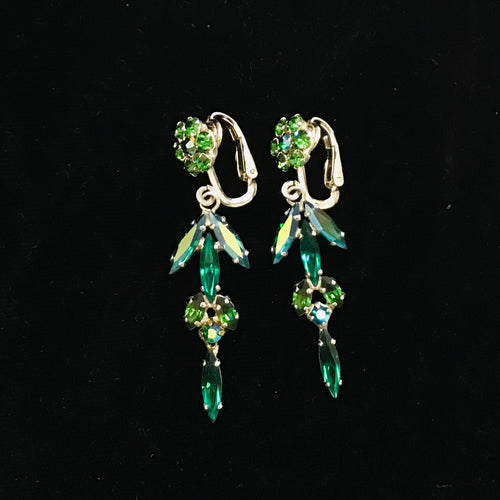 Vintage Rhinestone Clip On Earrings