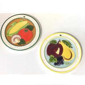 Vintage Ceramic Fruit Wall Plaques