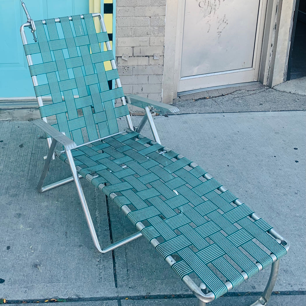 Vintage Aluminum Frame Chaise & Umbrella