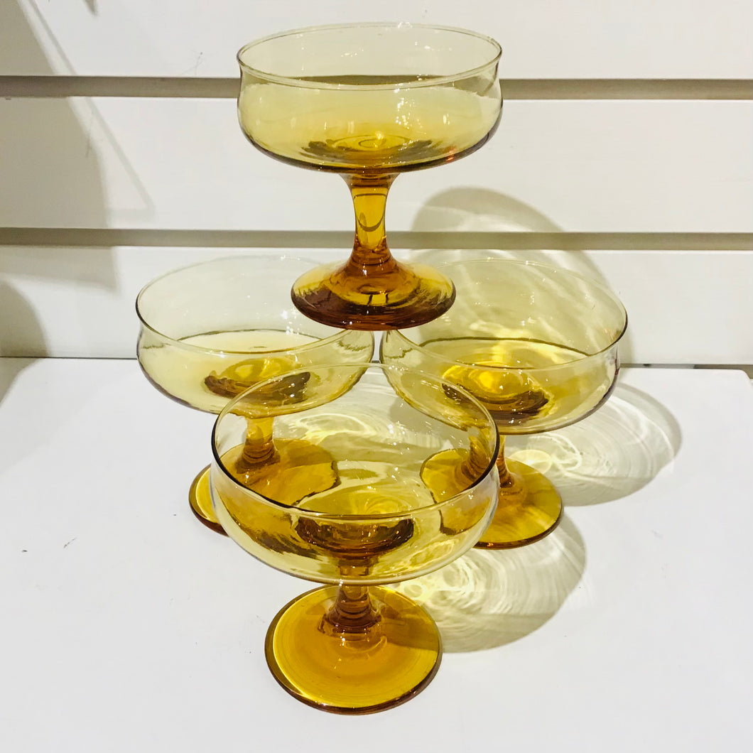 Set of 4 Amber Coupe Glasses
