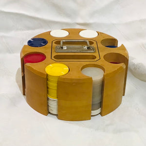 Vintage Poker Chips with Caddy
