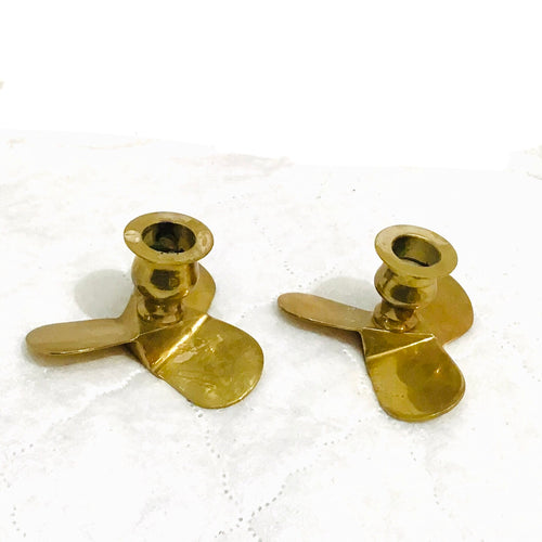 Brass Propeller Candlesticks