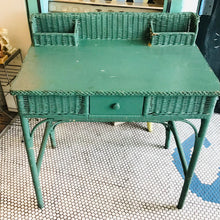 Load image into Gallery viewer, Painted Wicker &amp; Wood Desk