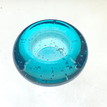 Load image into Gallery viewer, Turquoise Bubbled Glass Tea Light Holder
