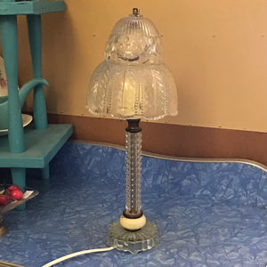 Vintage Pressed Glass Boudoir Lamp