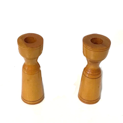 Wooden Candlestick Set